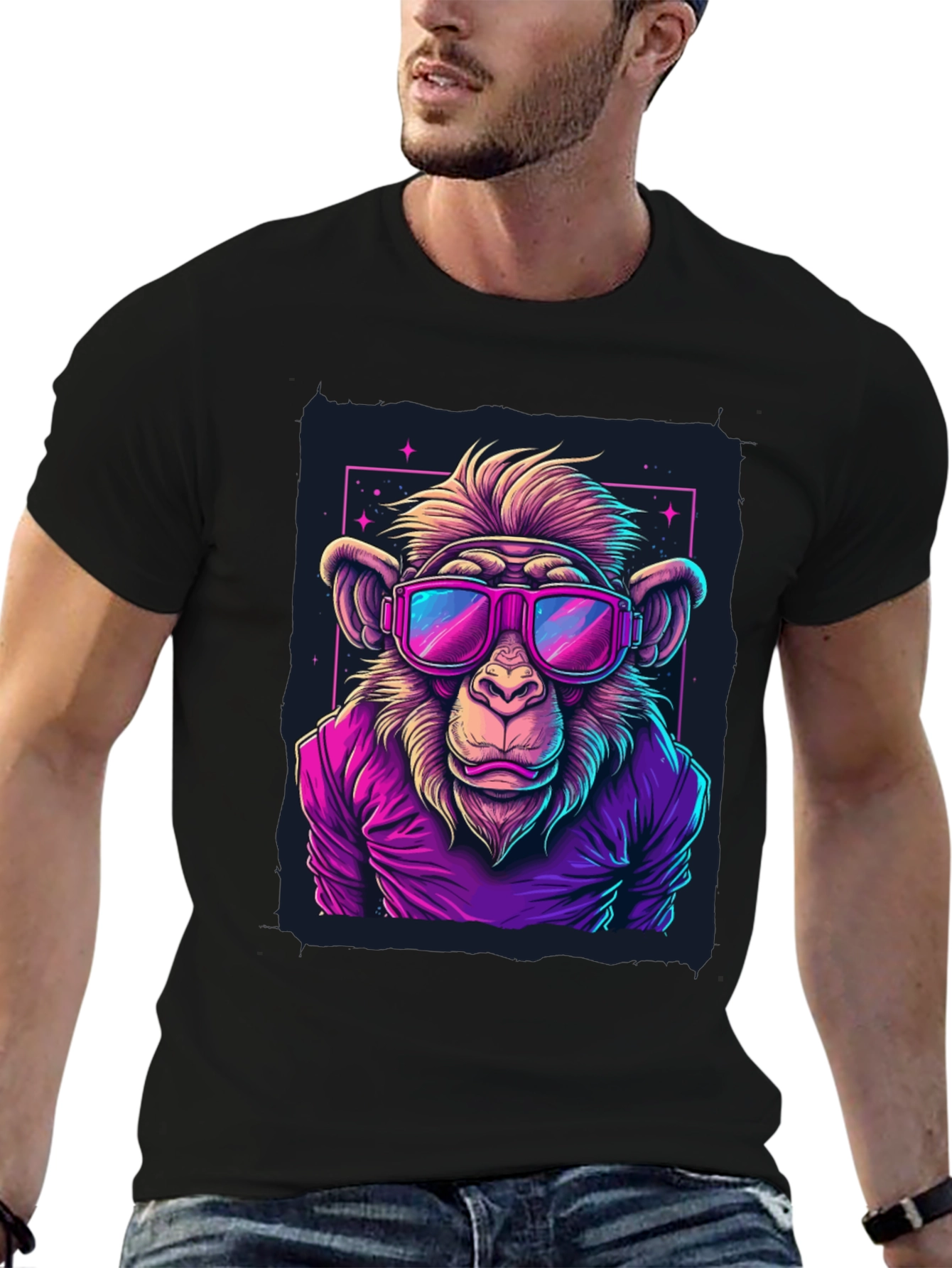Cool Monkey Graphic Tee - Retro Style