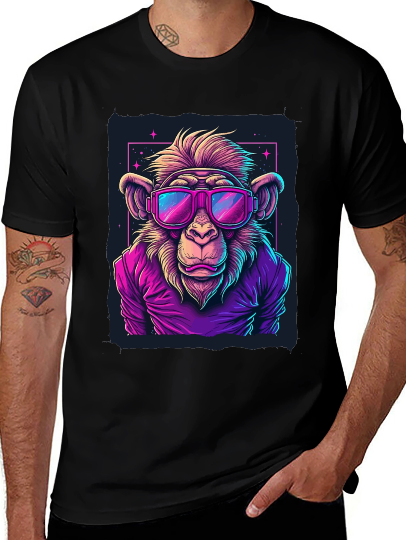 Cool Monkey Graphic Tee - Retro Style