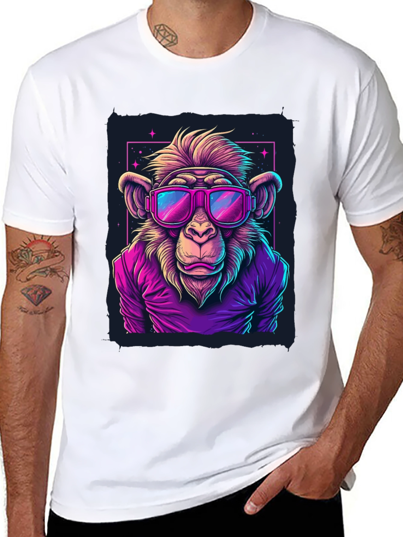 Cool Monkey Graphic Tee - Retro Style
