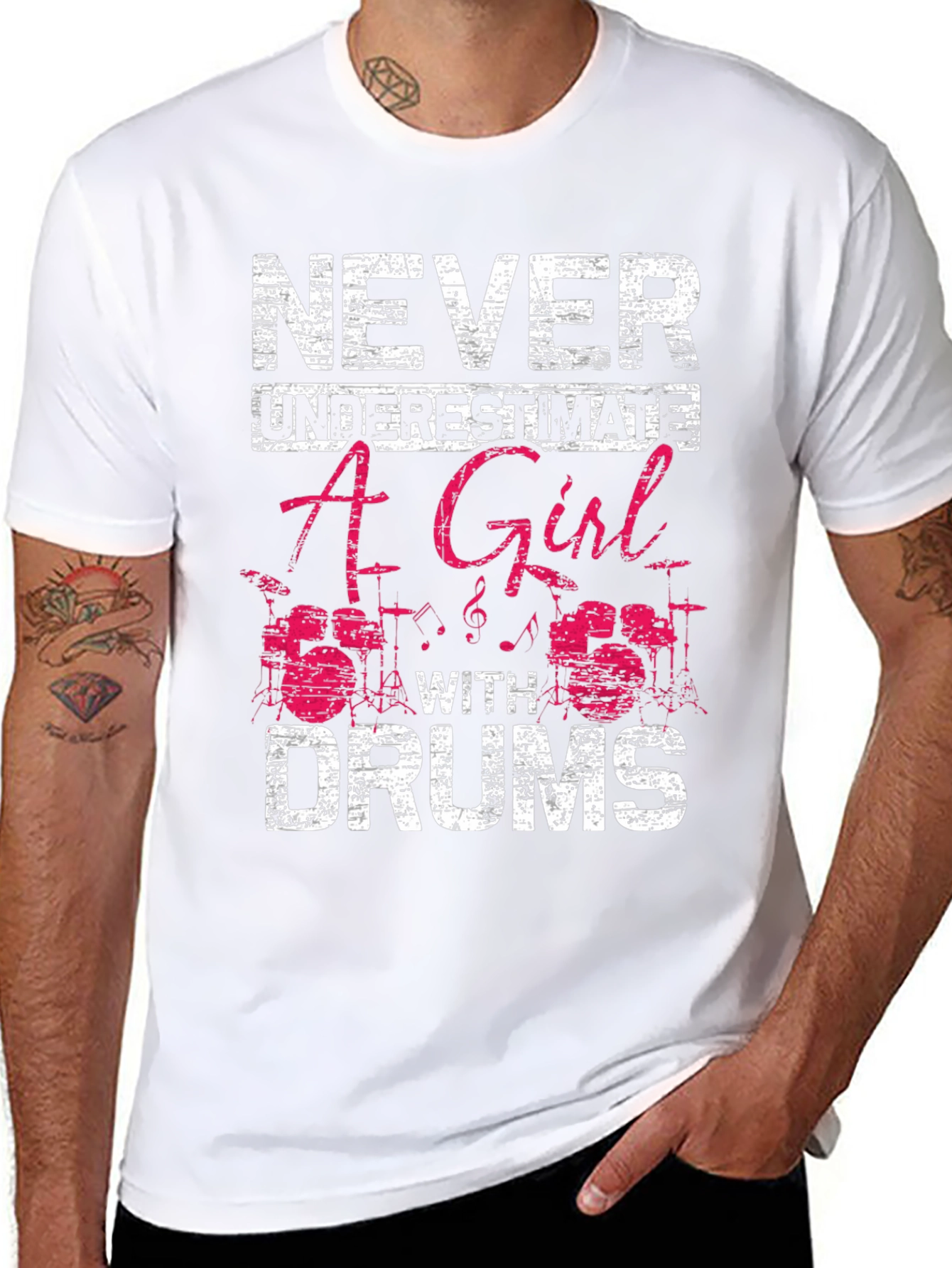 Never Underestimate A Girl With Drums T-Shirt