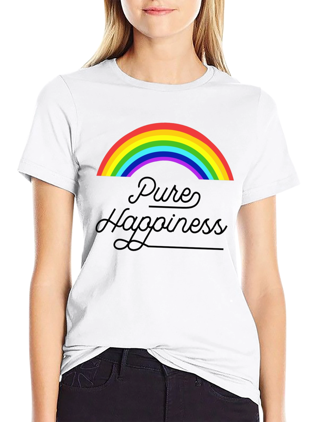 Pure Happiness Rainbow Graphic Tee - Black