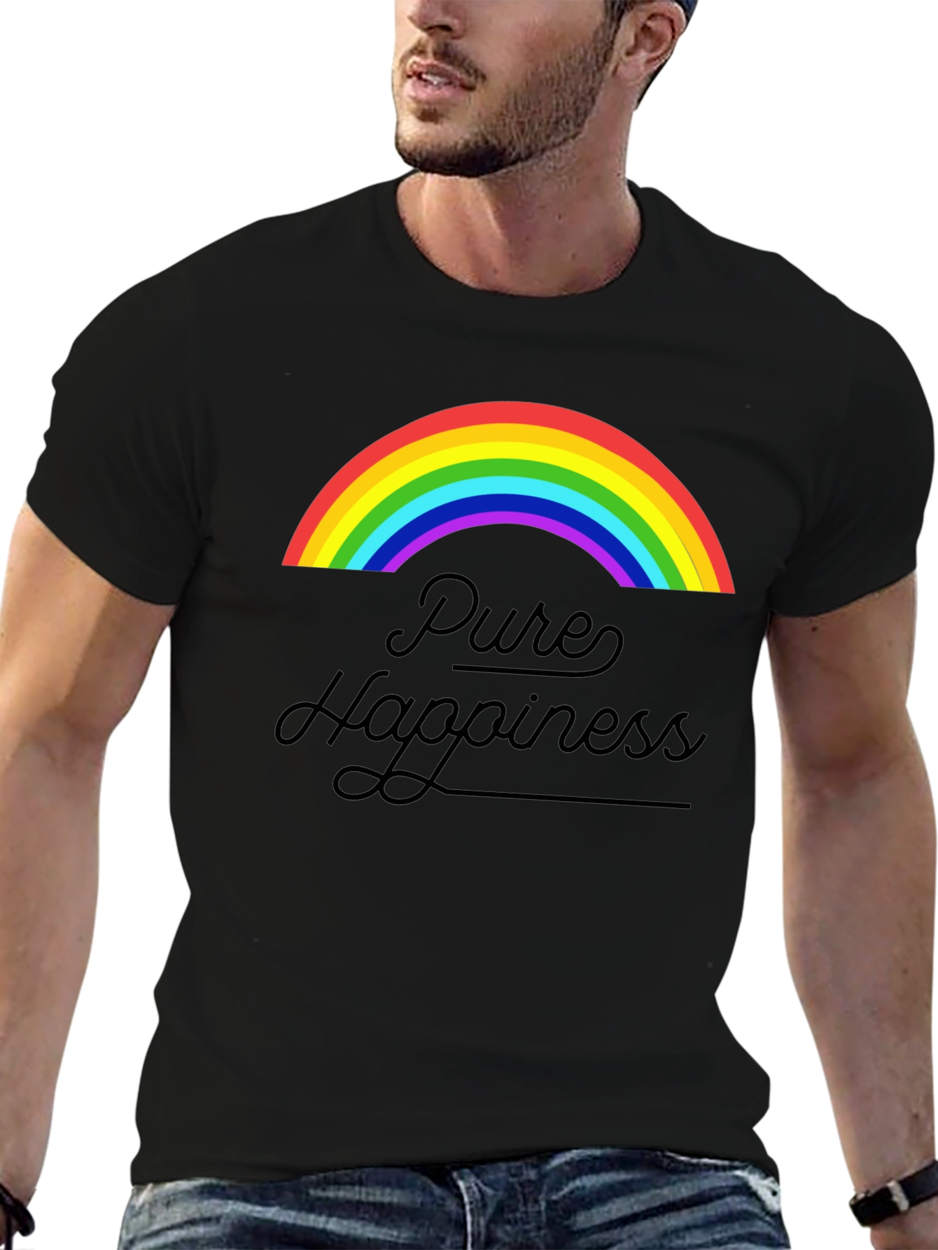 Pure Happiness Rainbow Graphic Tee - Black