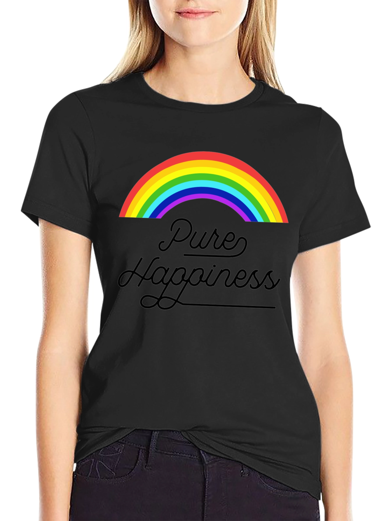 Pure Happiness Rainbow Graphic Tee - Black