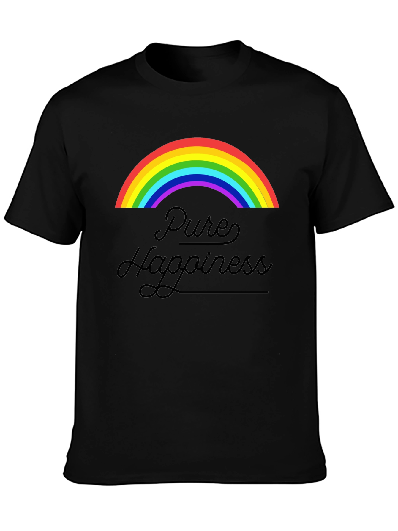 Pure Happiness Rainbow Graphic Tee - Black