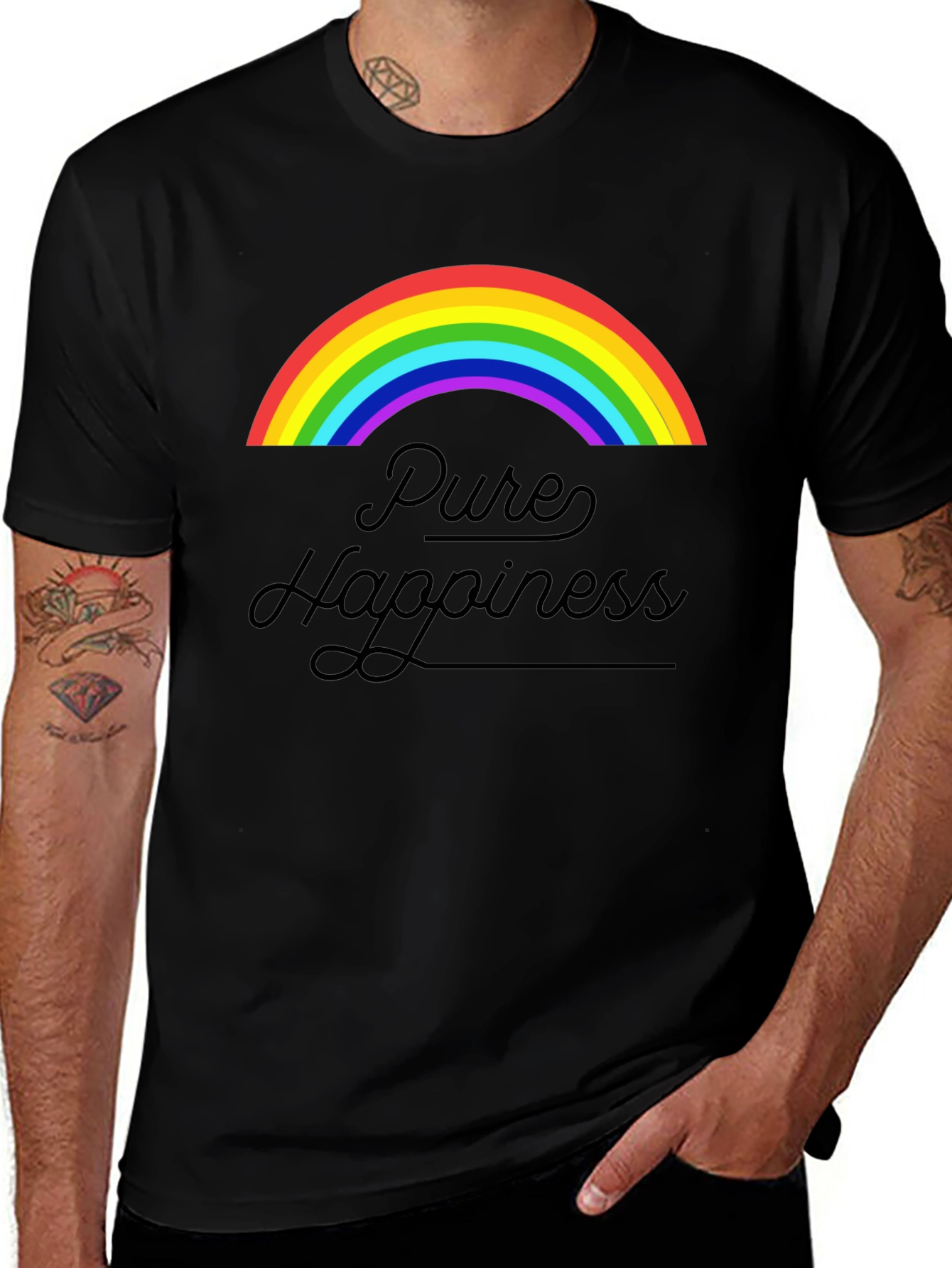 Pure Happiness Rainbow Graphic Tee - Black