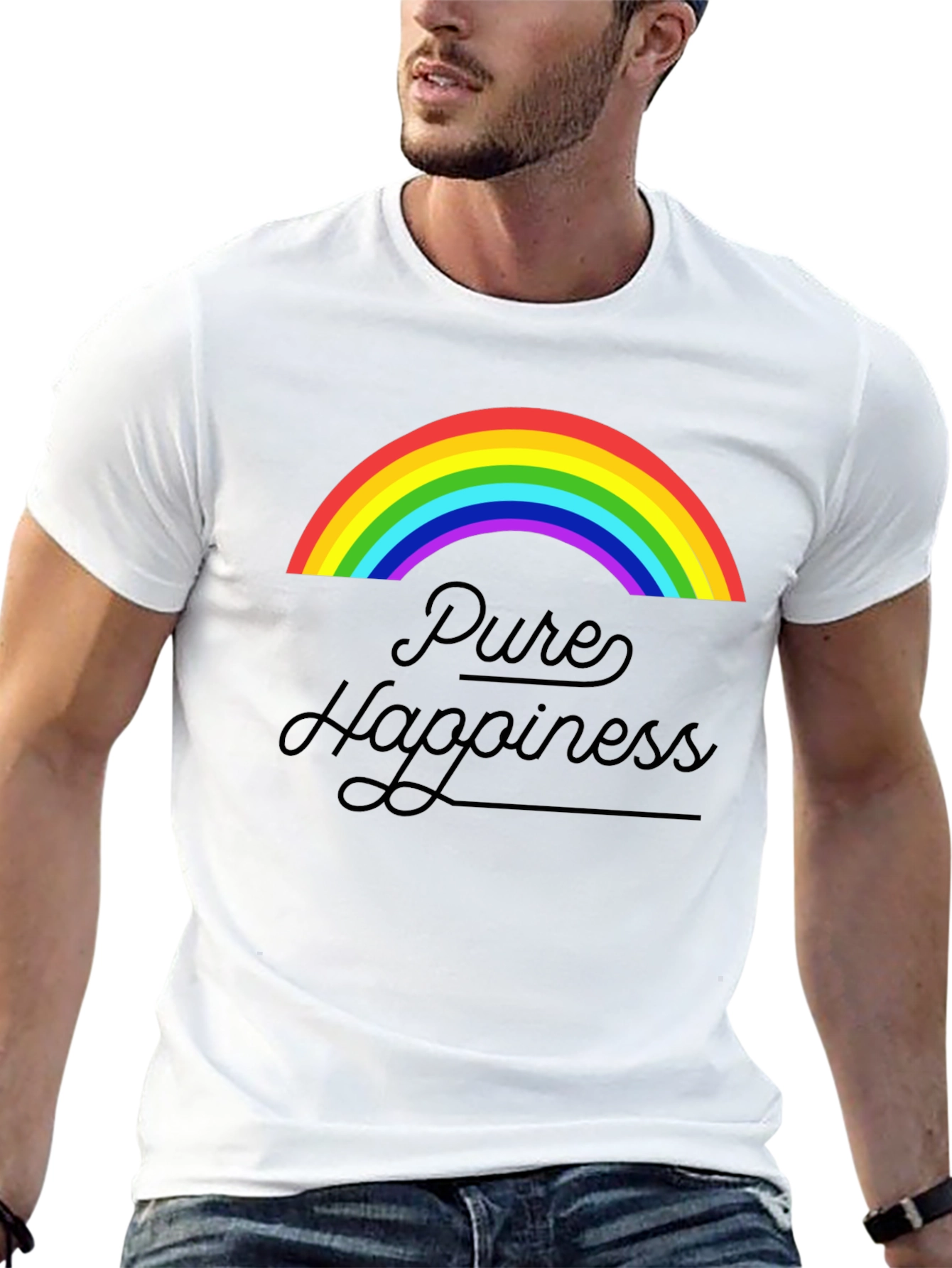 Pure Happiness Rainbow Graphic Tee - Black