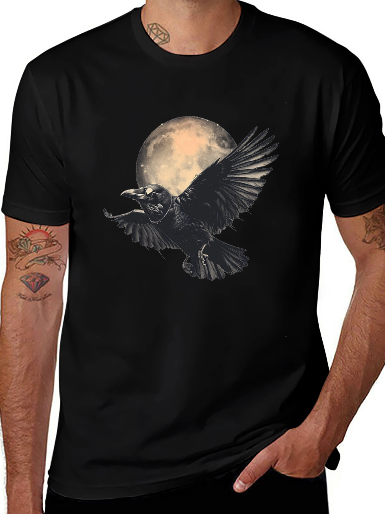 Raven Moon Graphic T-Shirt - Black Tee