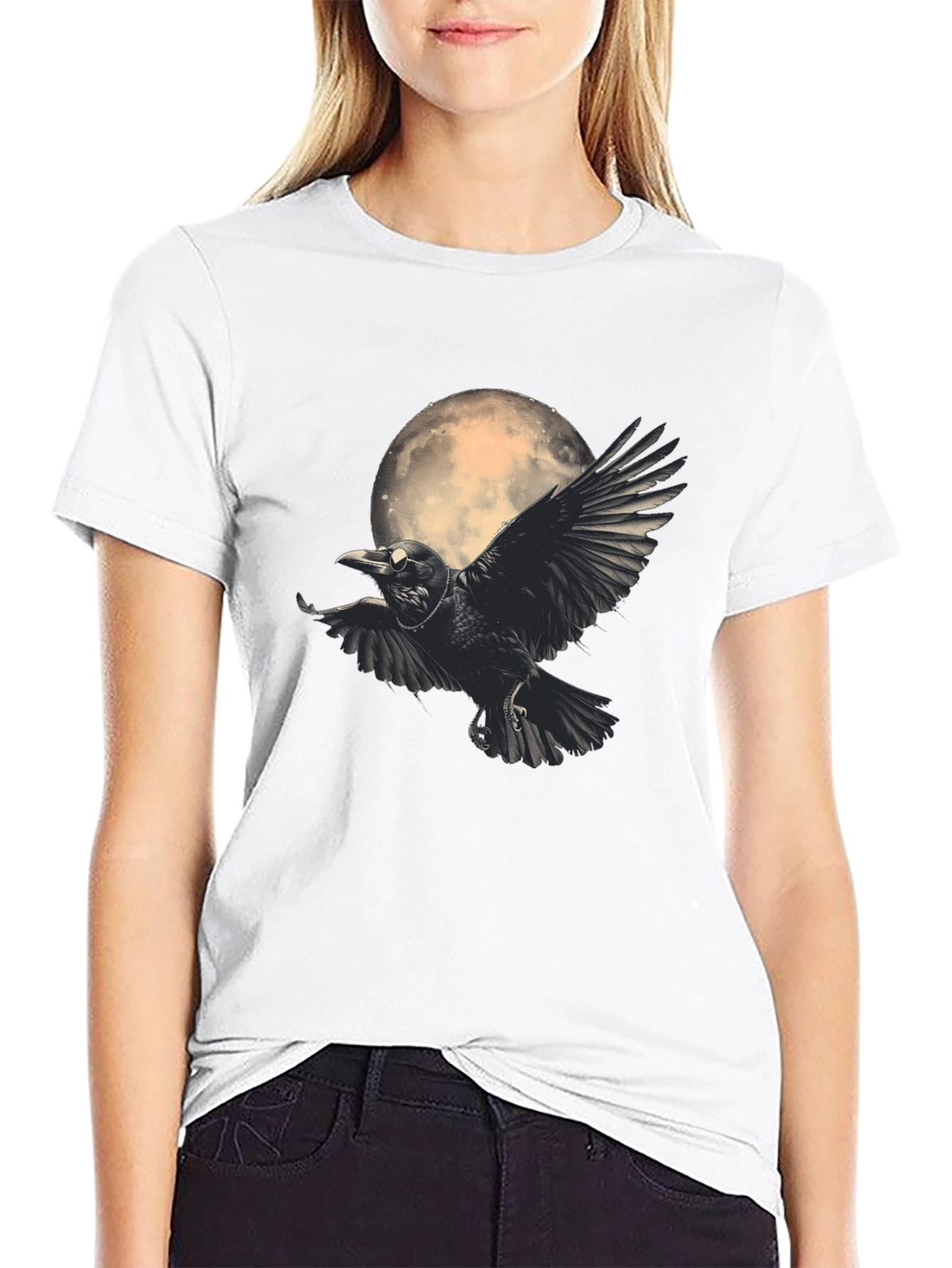 Raven Moon Graphic T-Shirt - Black Tee