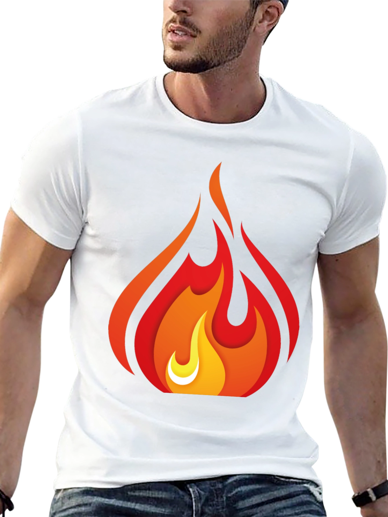 Fiery Flame Graphic Tee - Bold Black T-Shirt