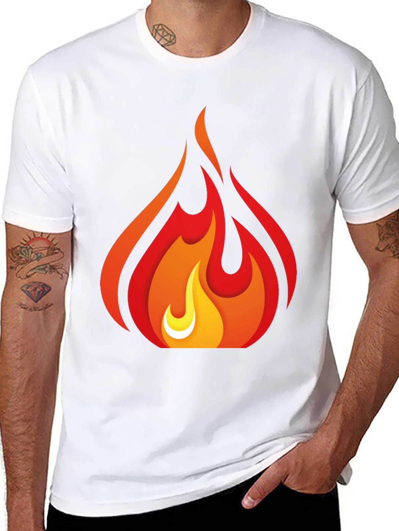 Fiery Flame Graphic Tee - Bold Black T-Shirt