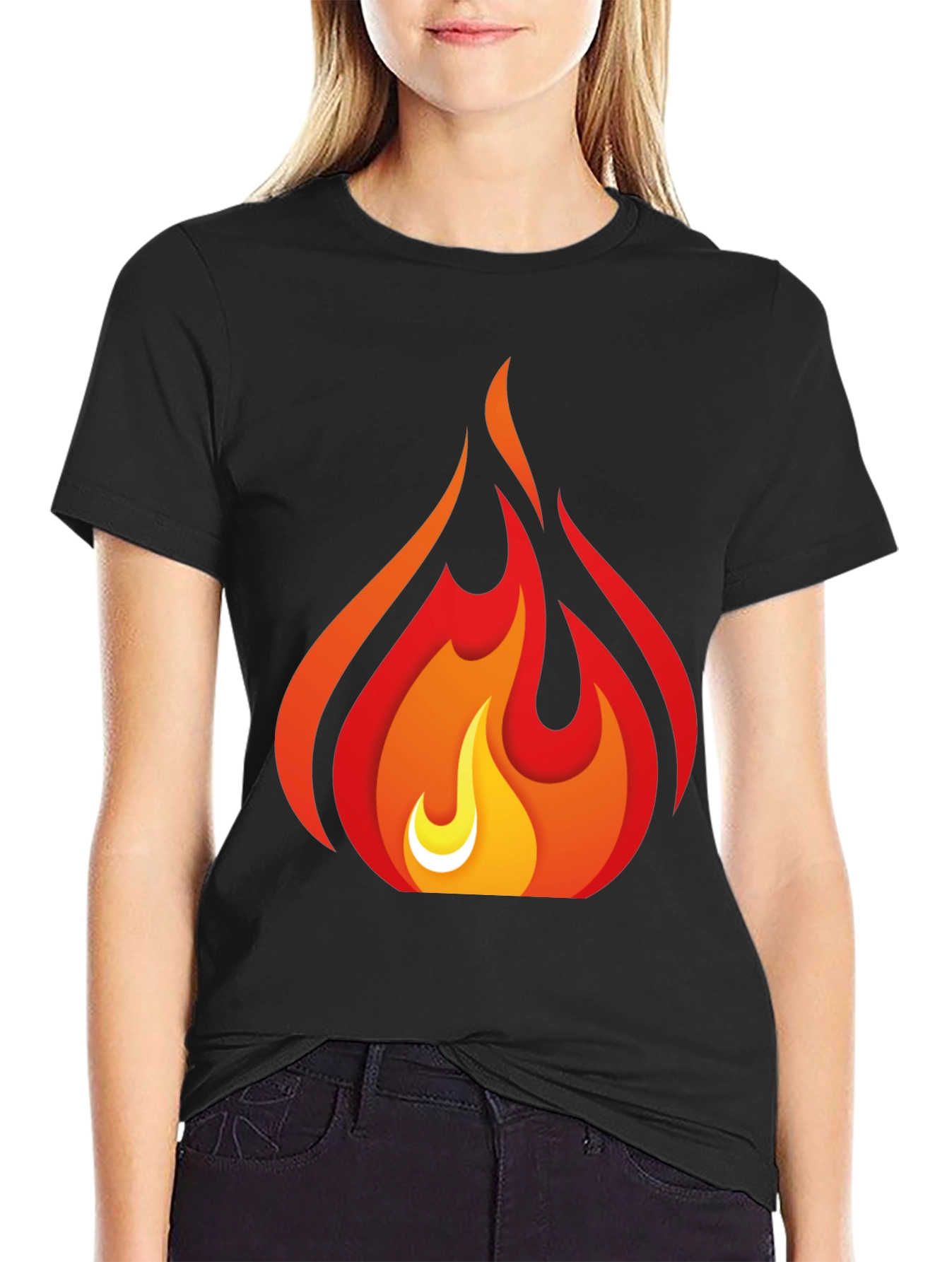 Fiery Flame Graphic Tee - Bold Black T-Shirt