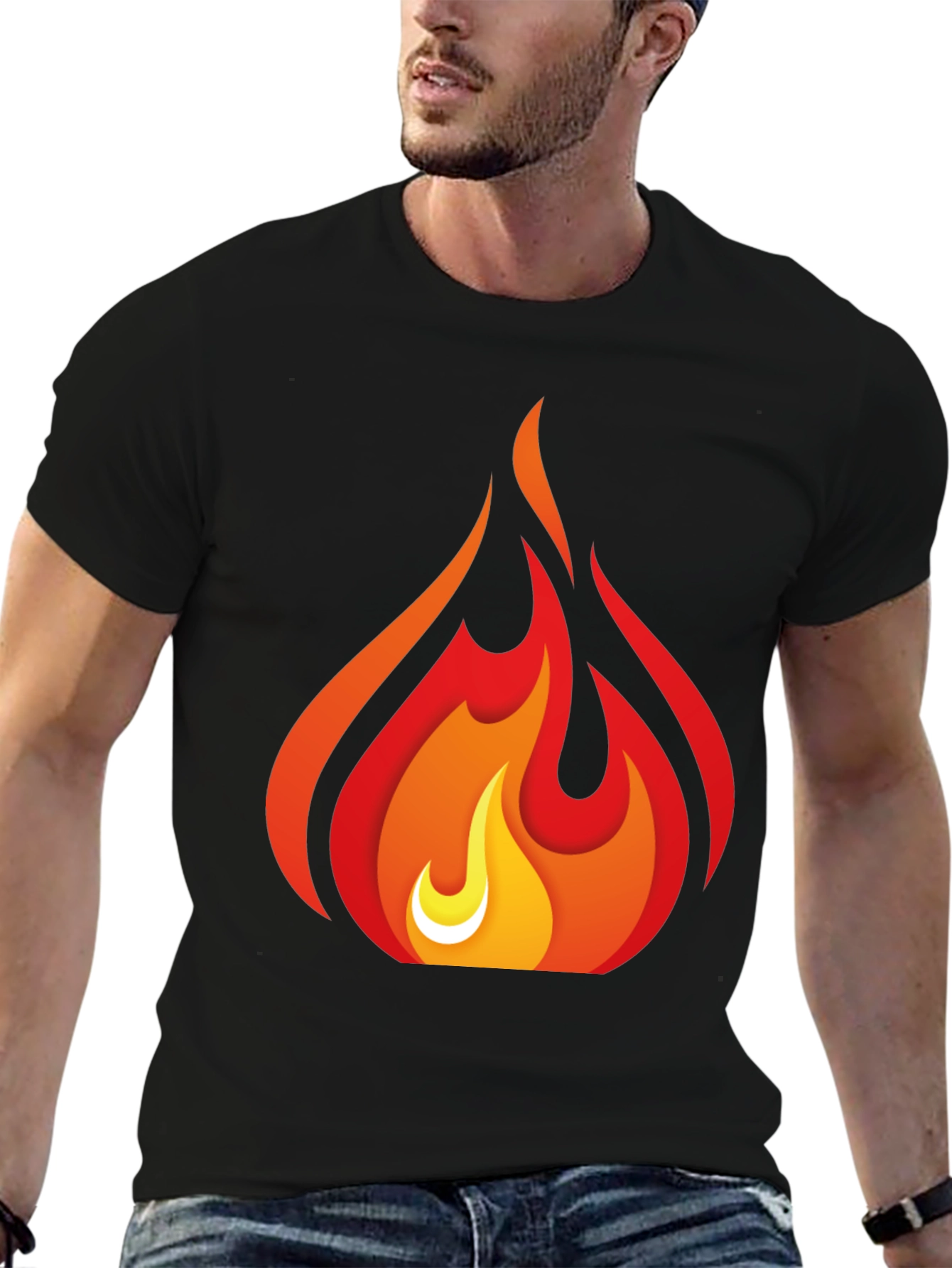 Fiery Flame Graphic Tee - Bold Black T-Shirt