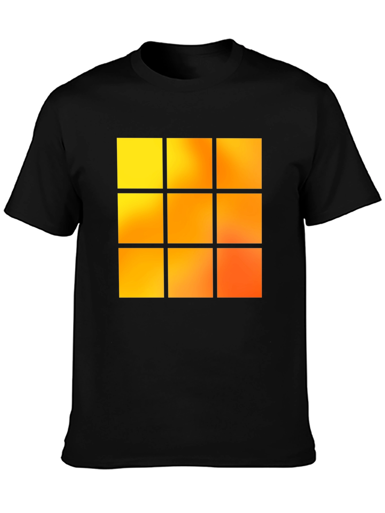Geometric 9-Square Block Graphic Tee - Black