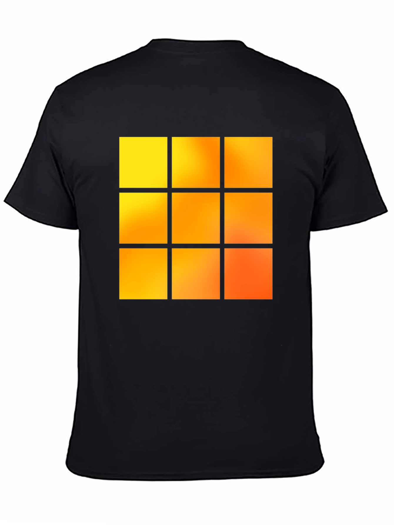 Geometric 9-Square Block Graphic Tee - Black