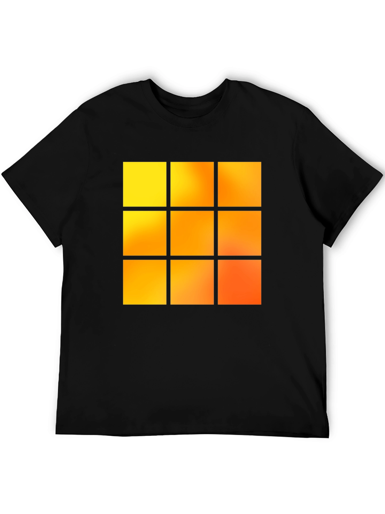 Geometric 9-Square Block Graphic Tee - Black