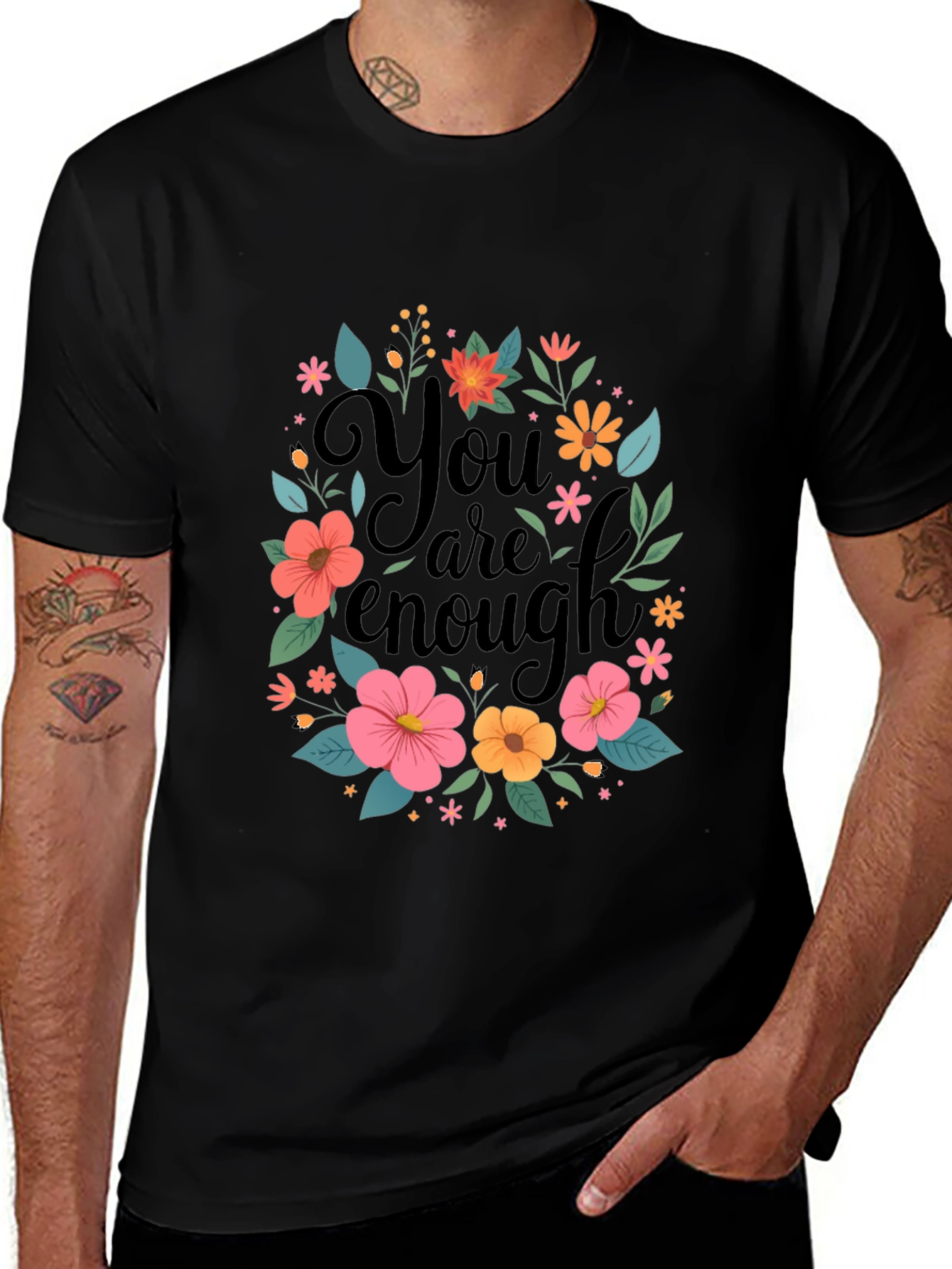 Floral You Are Enough Graphic Tee