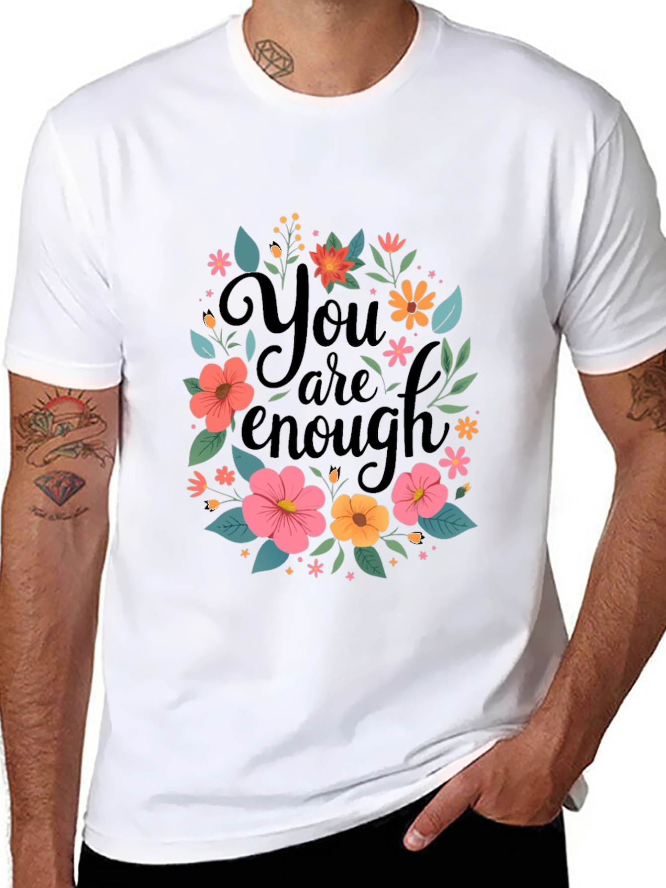 Floral You Are Enough Graphic Tee