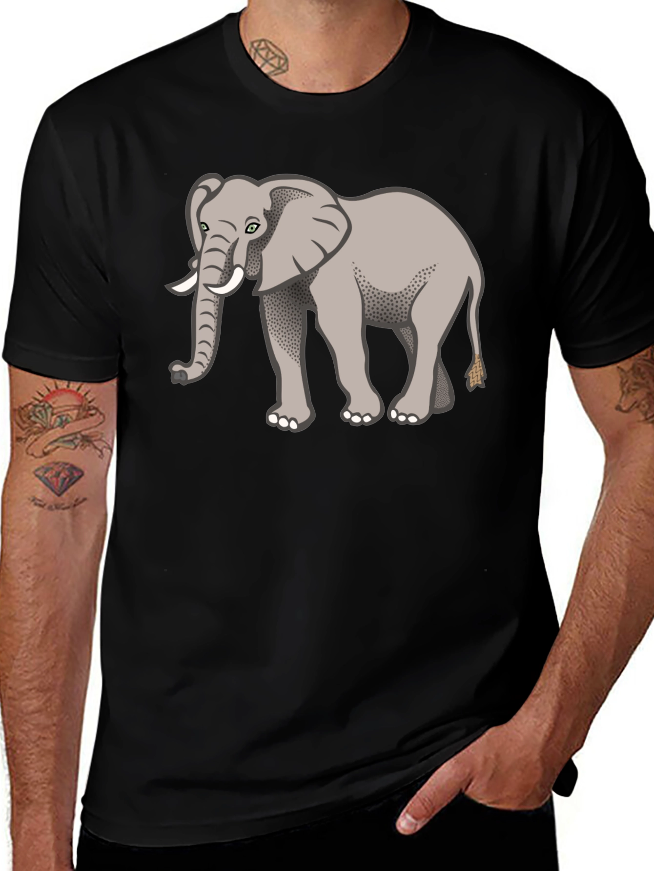 Elephant Graphic Print Tee - Unisex Crew Neck Shirt
