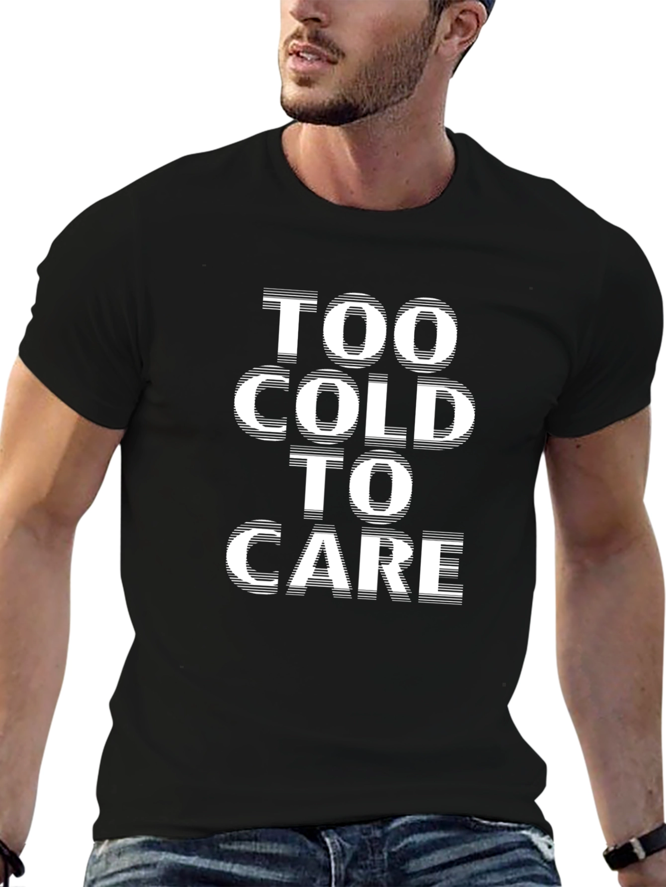 Too Cold to Care Black Graphic T-Shirt