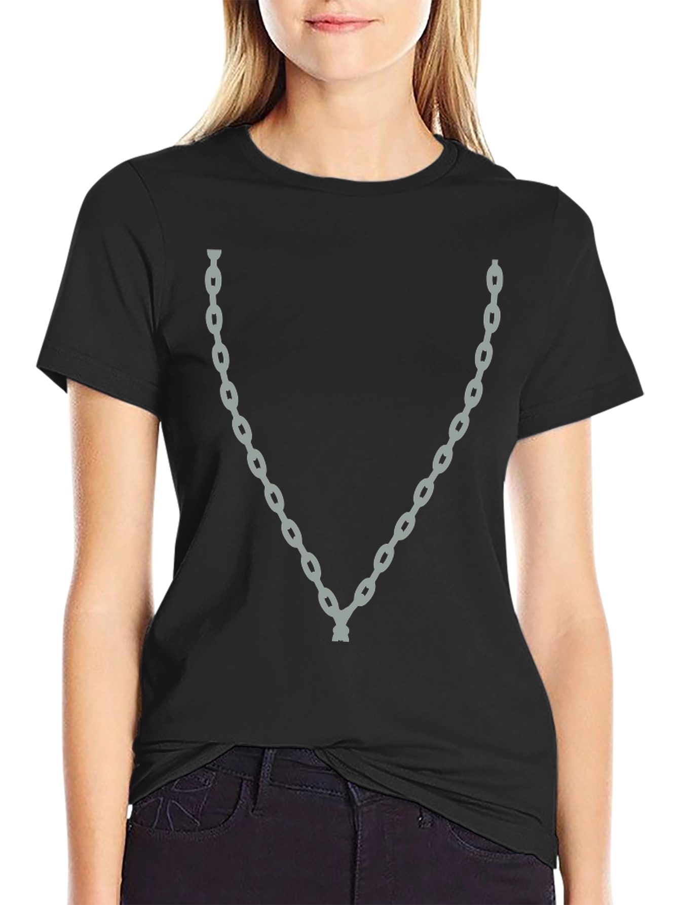 Chain Print Black T-Shirt