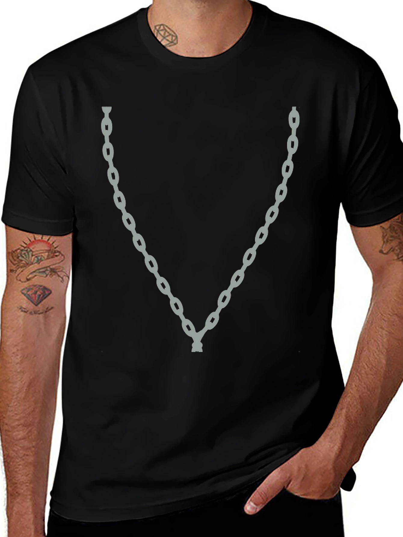 Chain Print Black T-Shirt