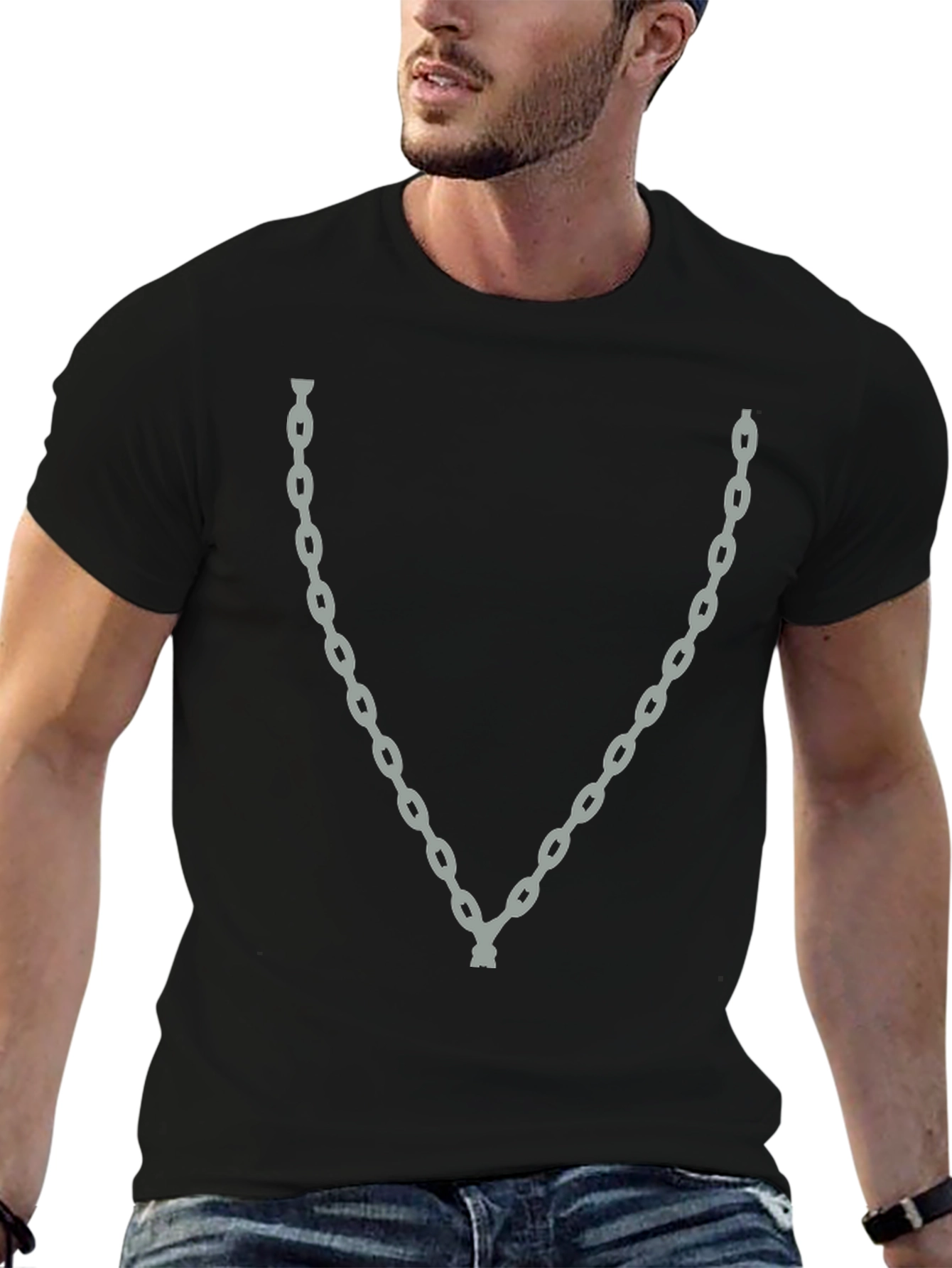 Chain Print Black T-Shirt