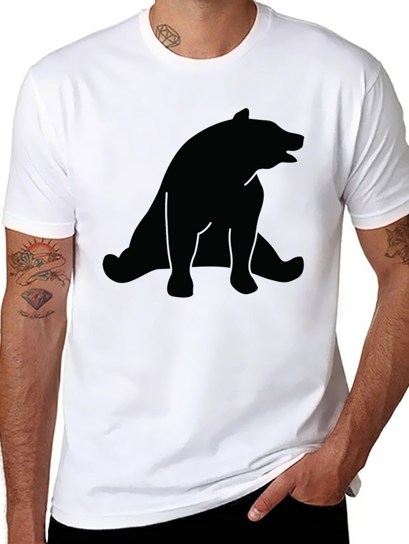 Bear Silhouette Mens Black T-Shirt
