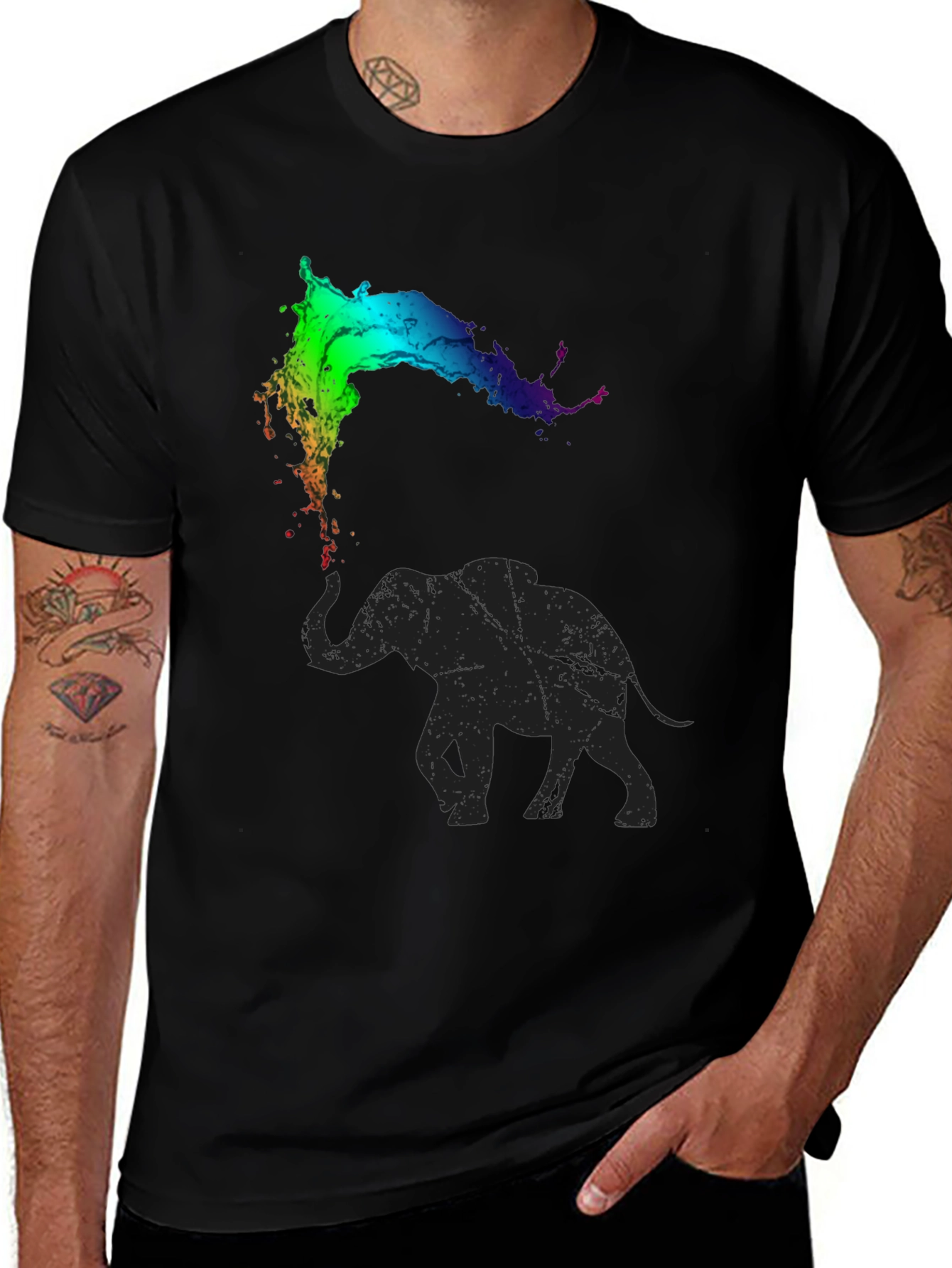 Elephant Rainbow Splash Tee