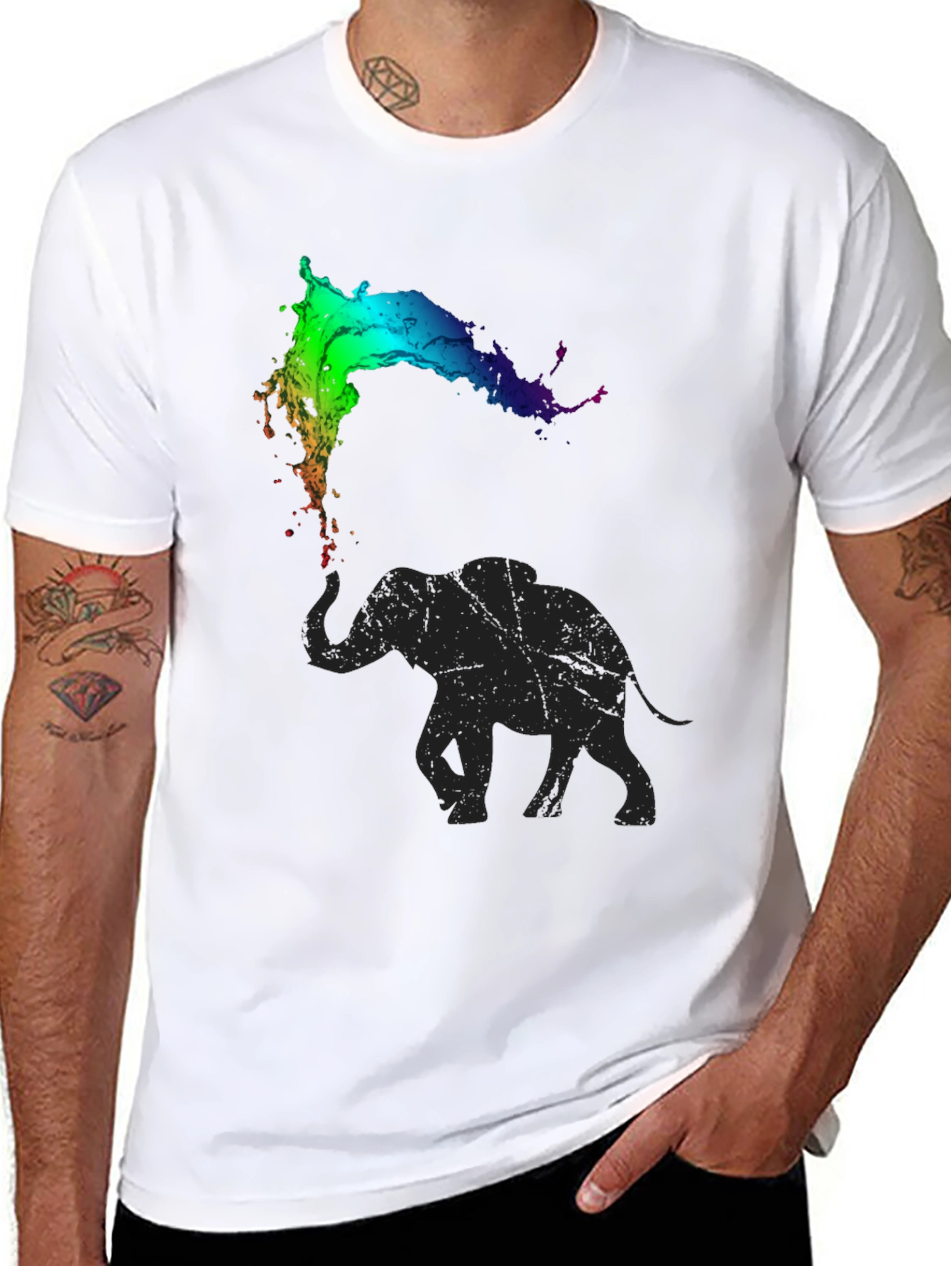 Elephant Rainbow Splash Tee