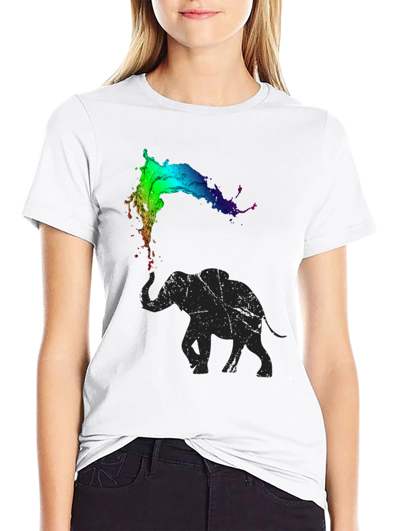 Elephant Rainbow Splash Tee