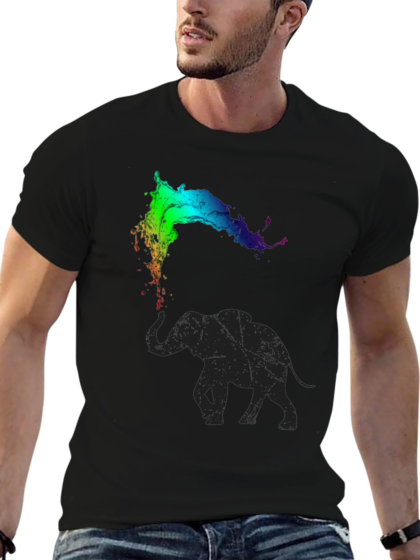 Elephant Rainbow Splash Tee