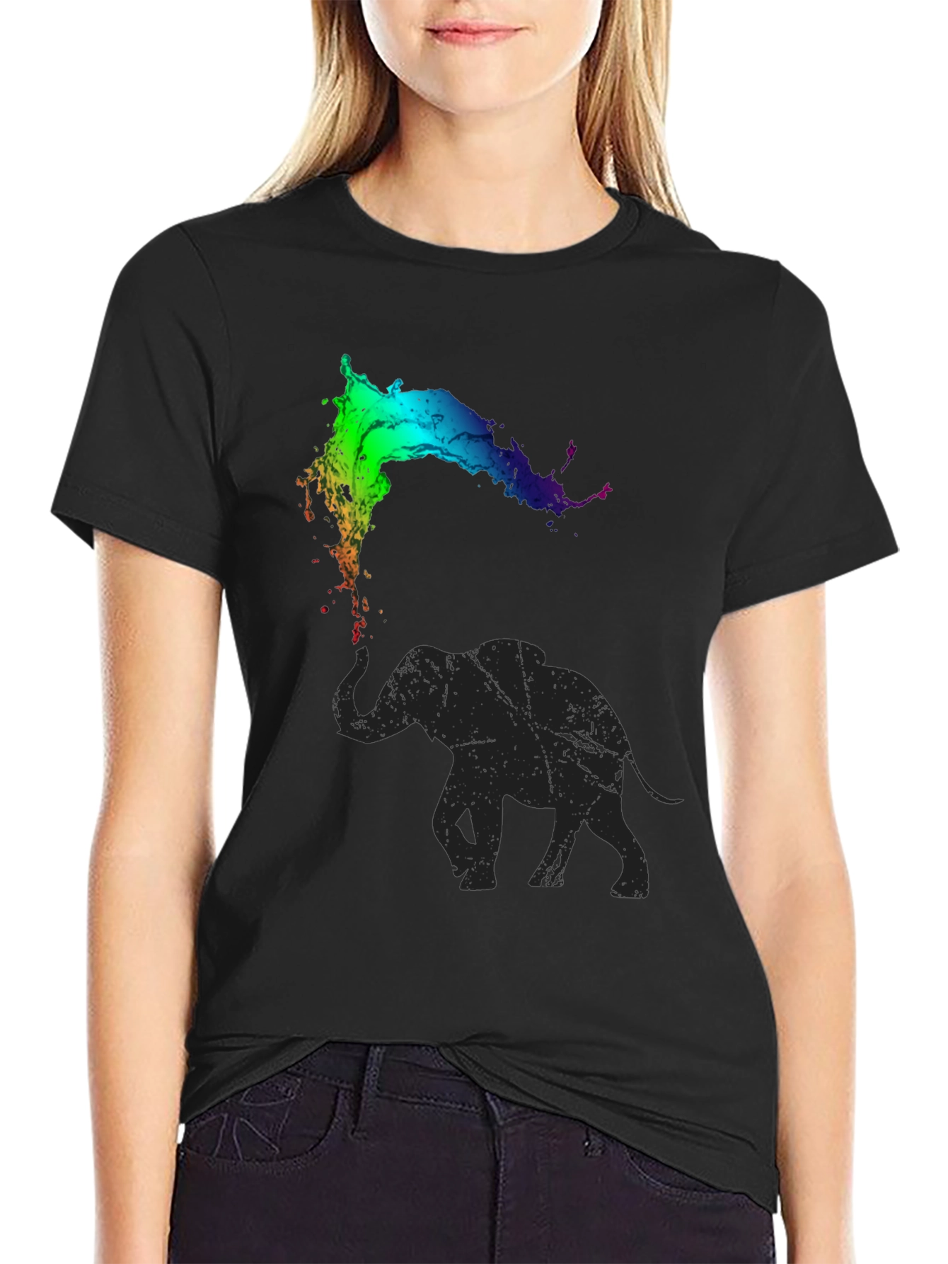 Elephant Rainbow Splash Tee