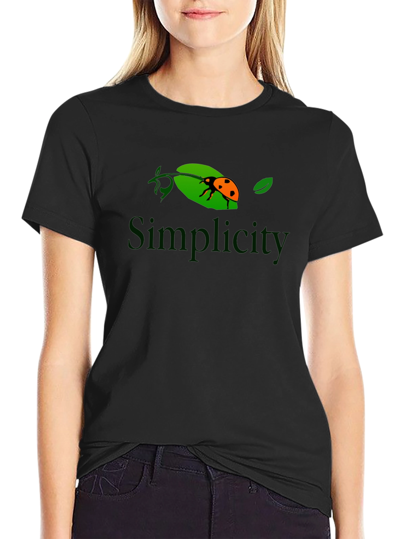 Simplicity Ladybug Graphic Tee - Black