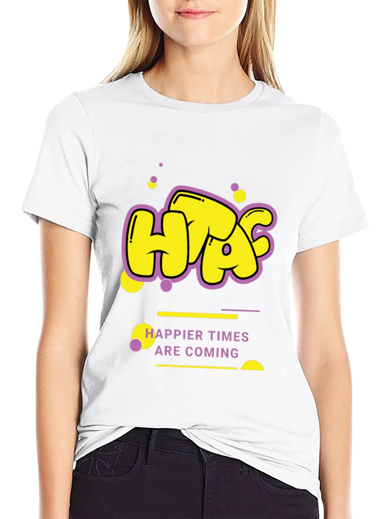 Happier Times Graphic Tee - Trendy Black T-Shirt
