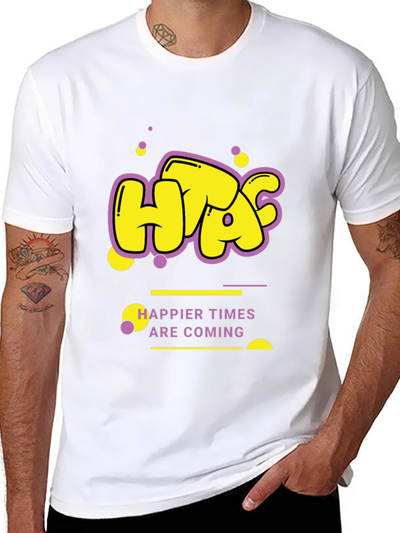 Happier Times Graphic Tee - Trendy Black T-Shirt