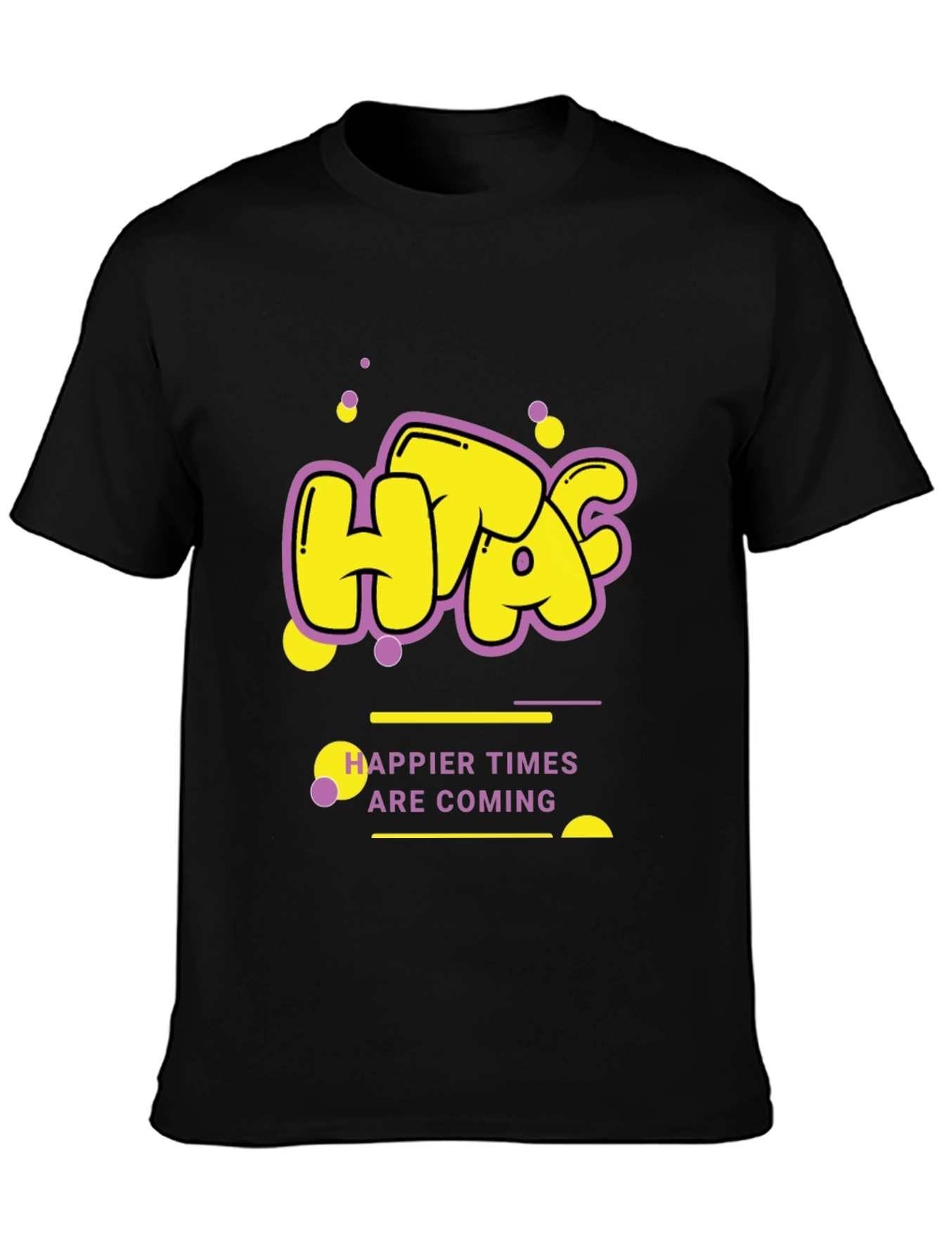 Happier Times Graphic Tee - Trendy Black T-Shirt