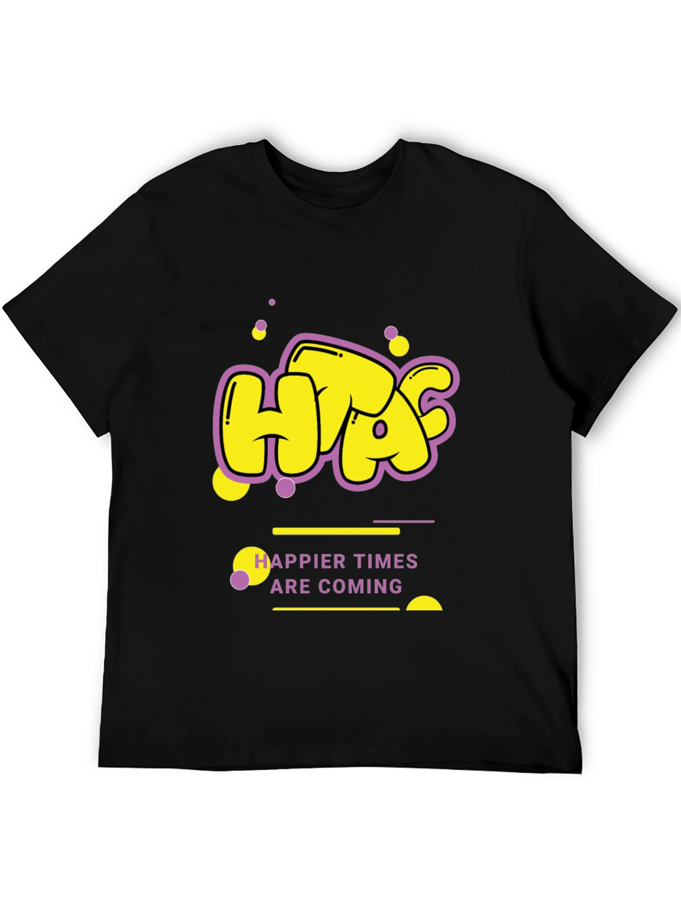 Happier Times Graphic Tee - Trendy Black T-Shirt