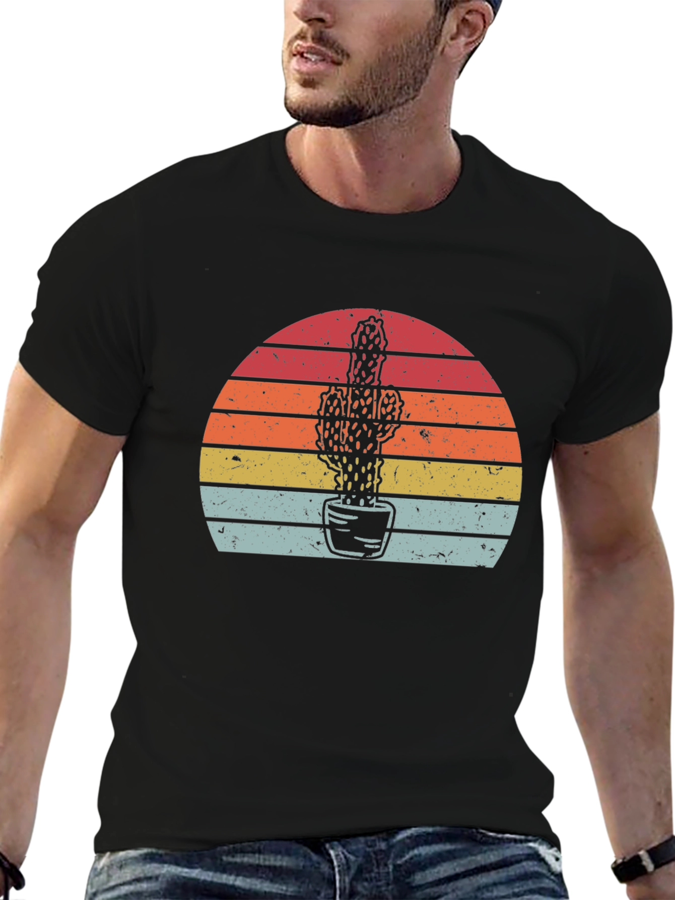 Cactus Sunset Graphic Tee - Retro Style