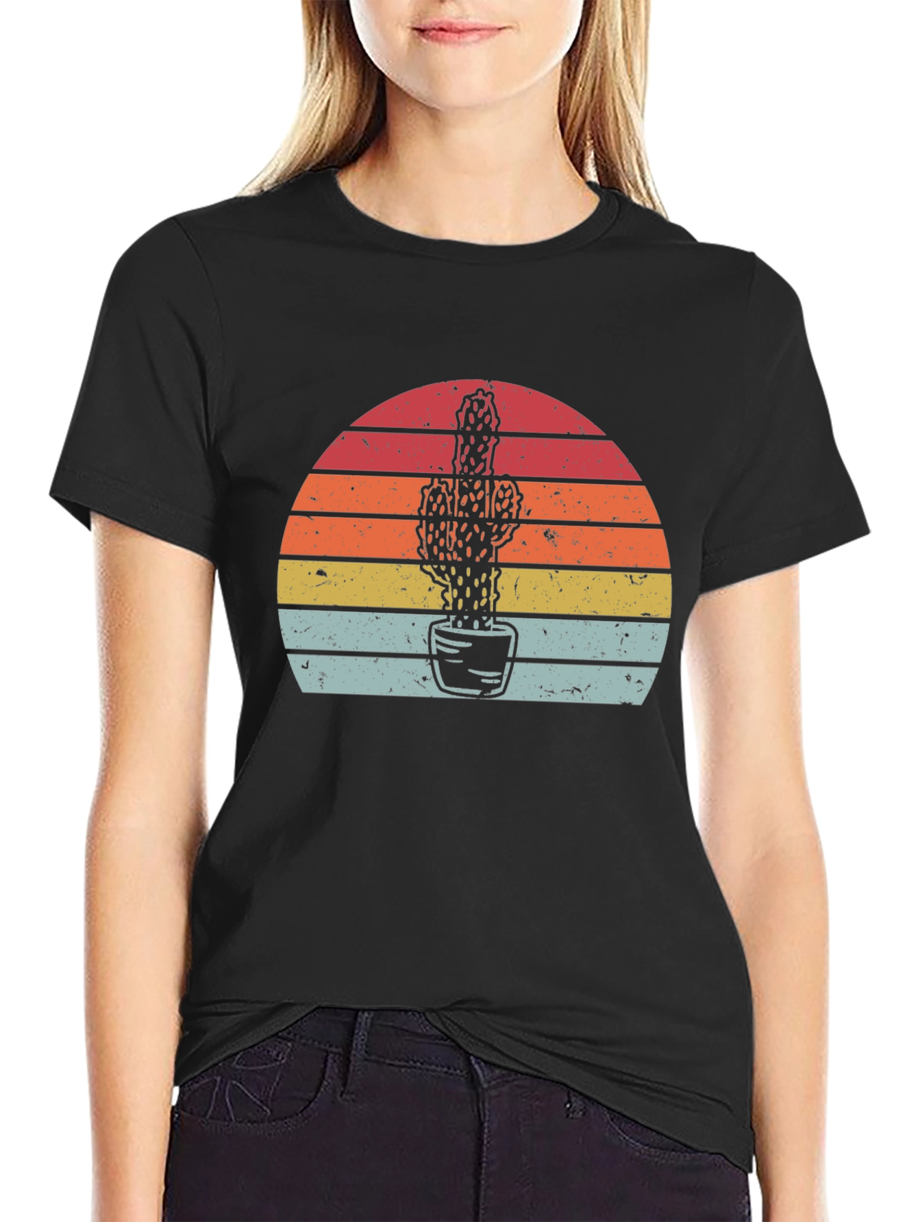 Cactus Sunset Graphic Tee - Retro Style