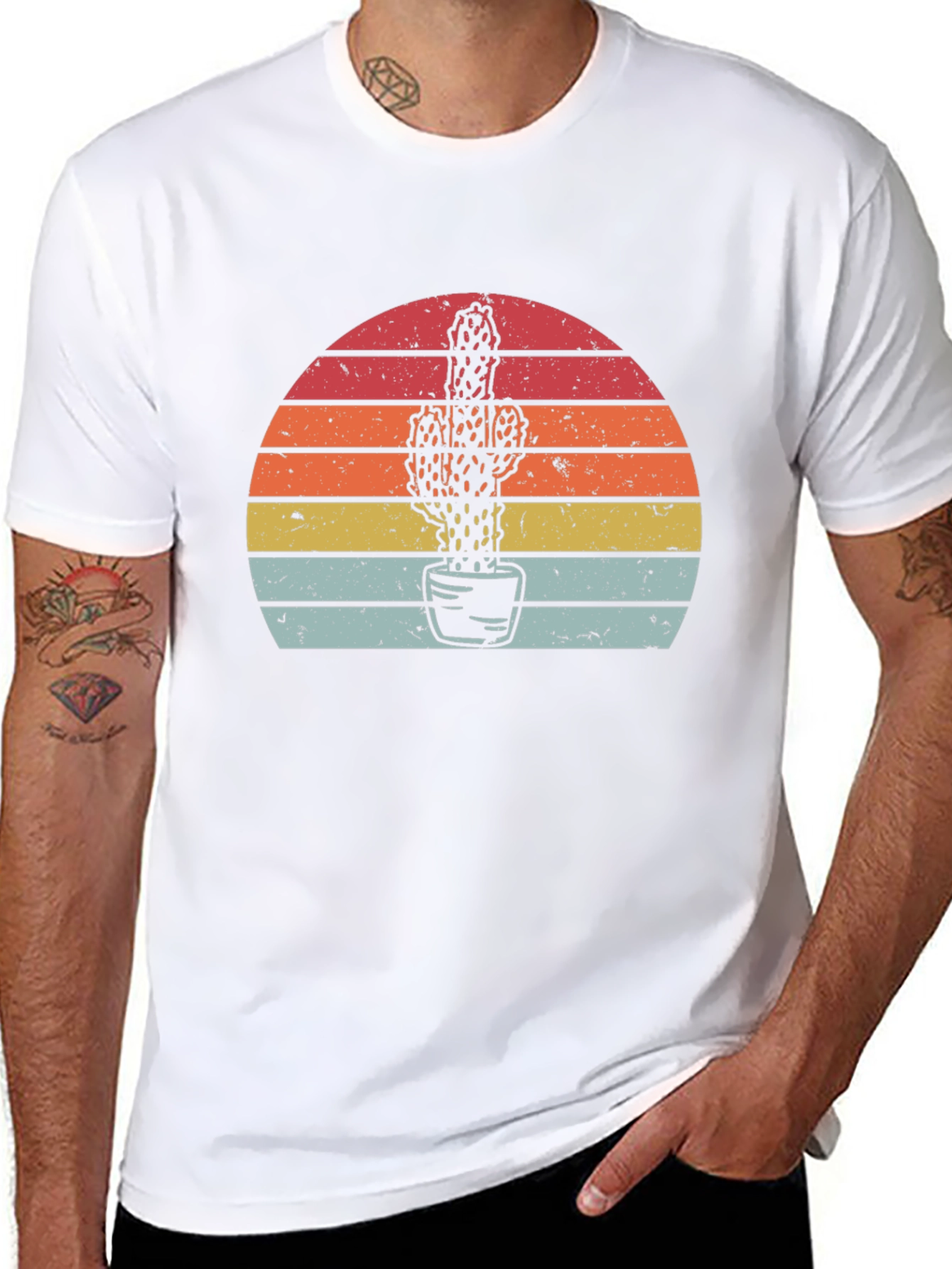 Cactus Sunset Graphic Tee - Retro Style