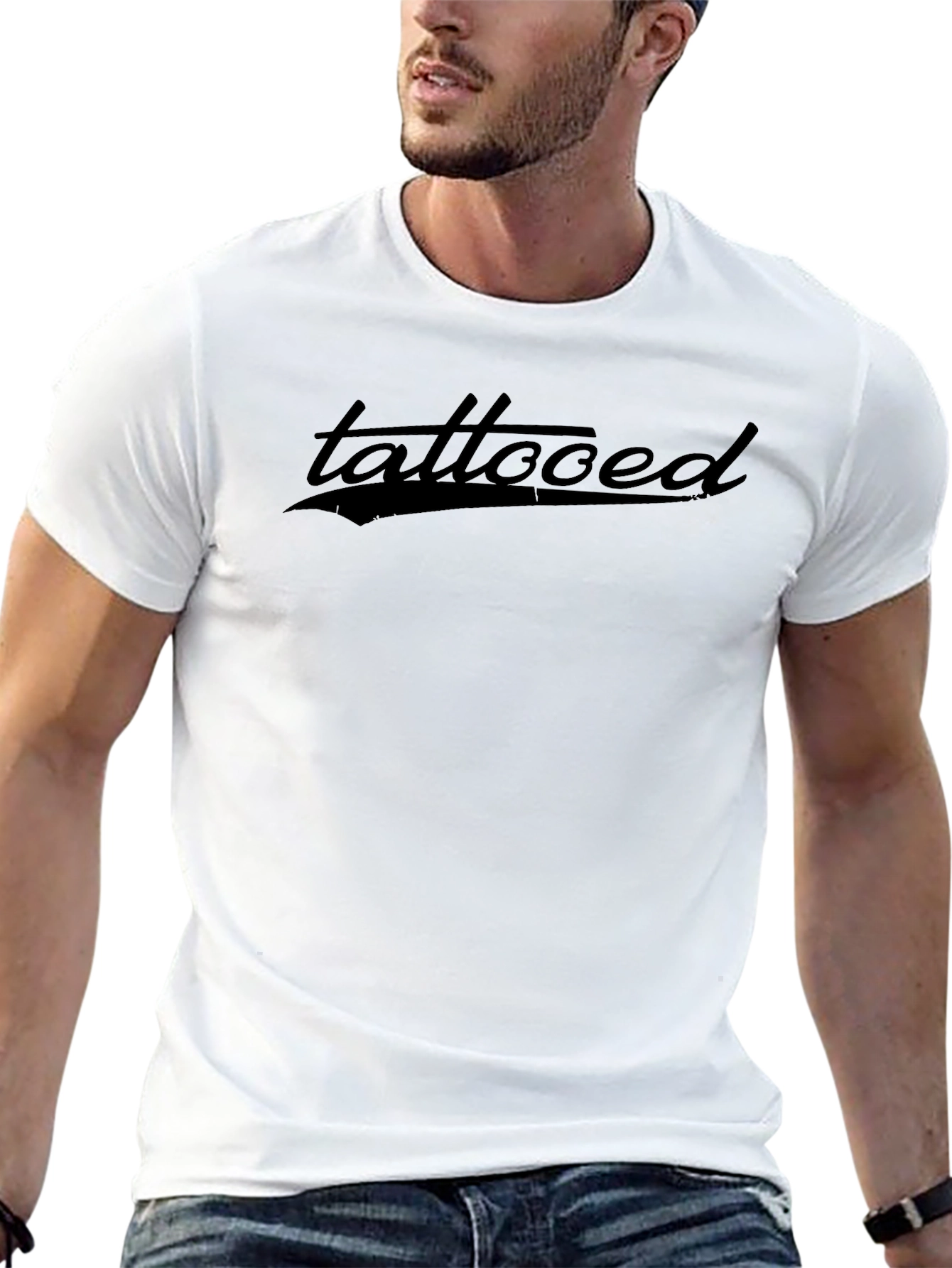 Tattooed Graphic Print Black T-Shirt