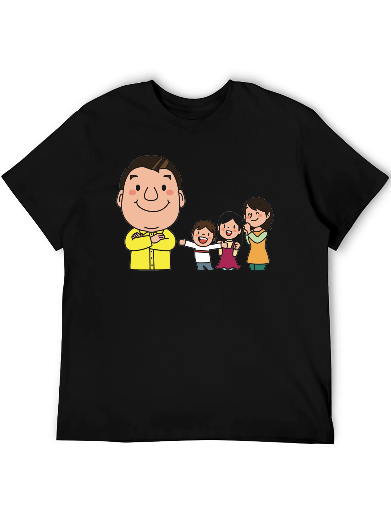 Cartoon Family Black T-Shirt