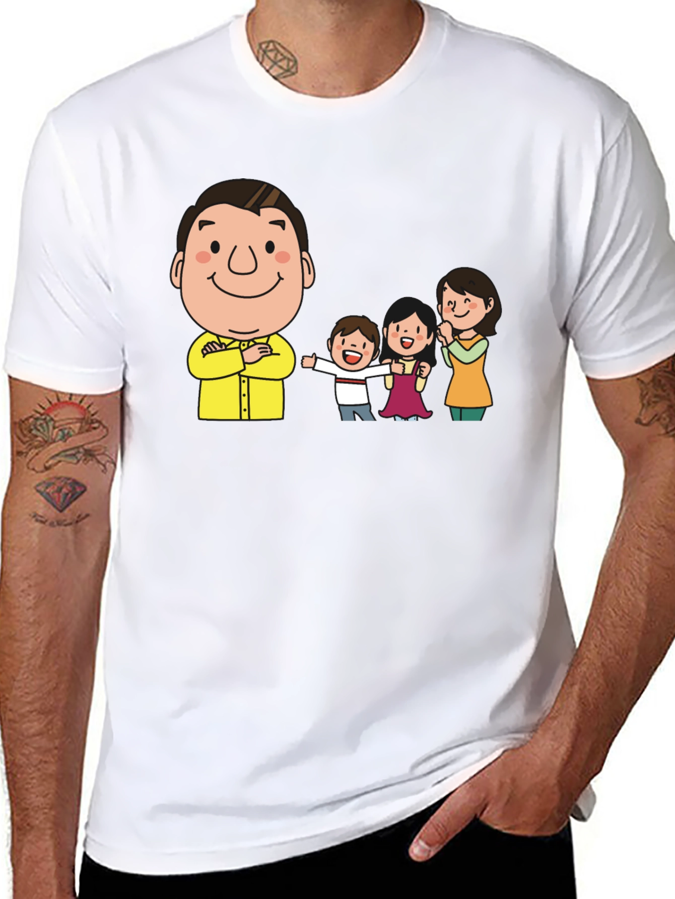 Cartoon Family Black T-Shirt