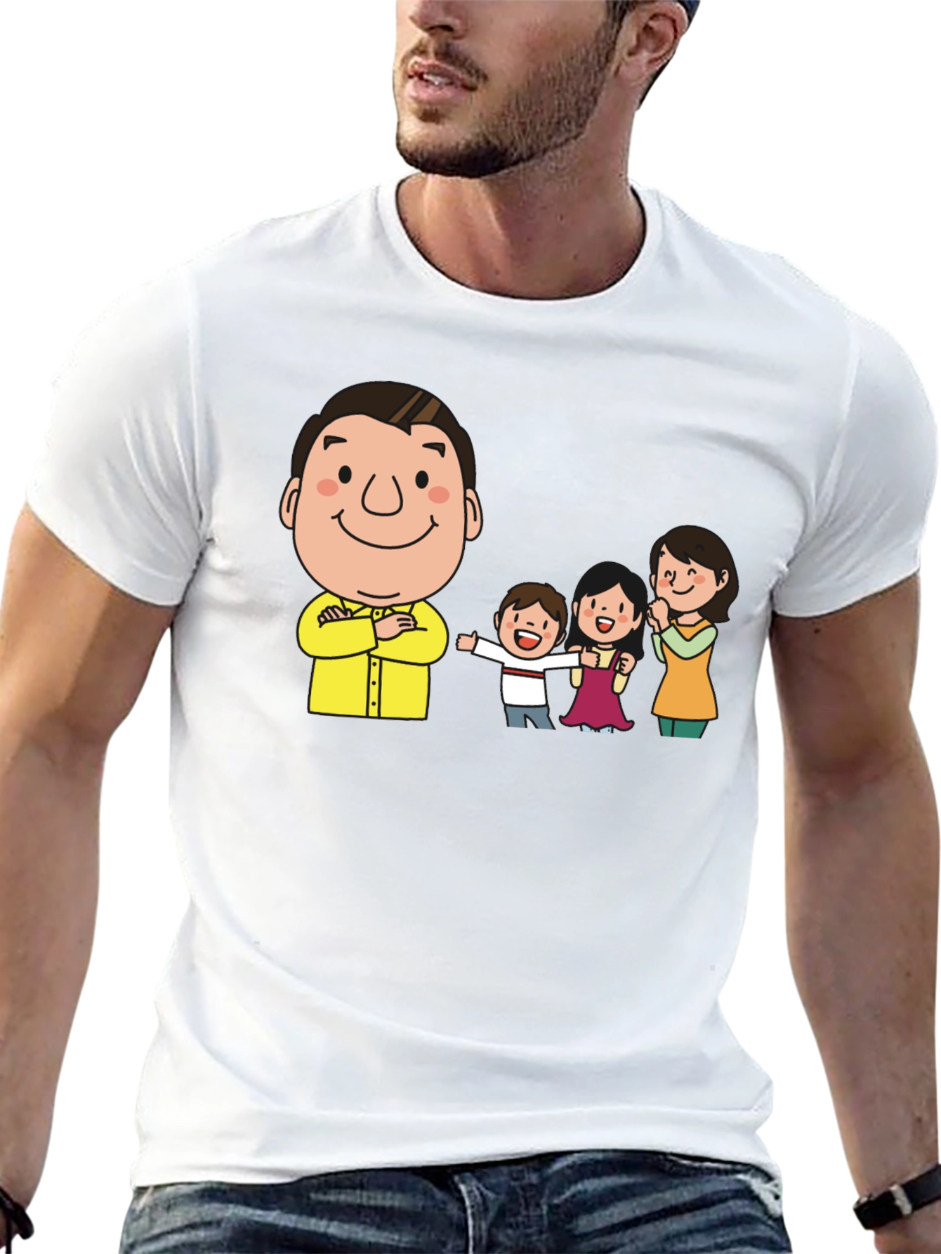 Cartoon Family Black T-Shirt