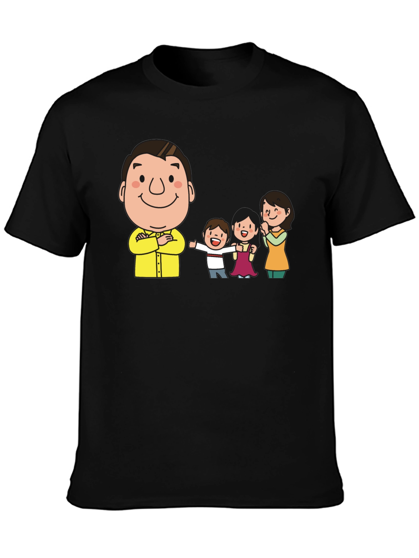 Cartoon Family Black T-Shirt