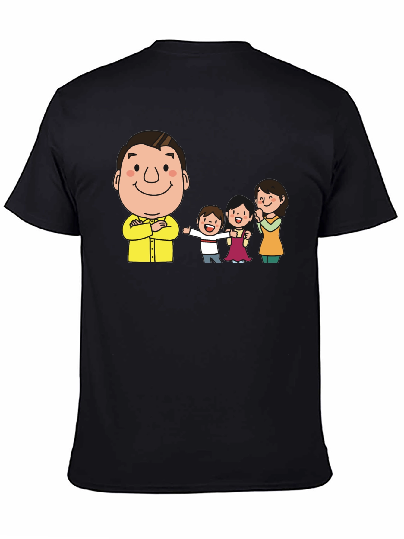 Cartoon Family Black T-Shirt