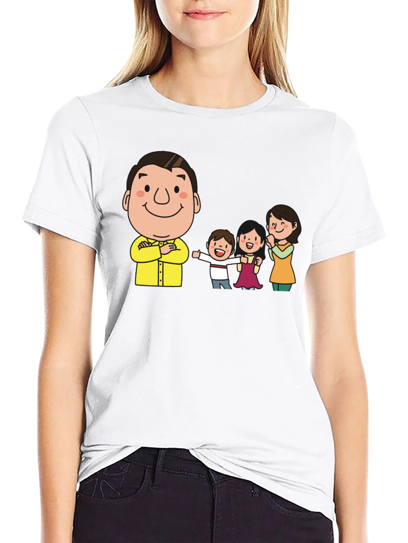 Cartoon Family Black T-Shirt