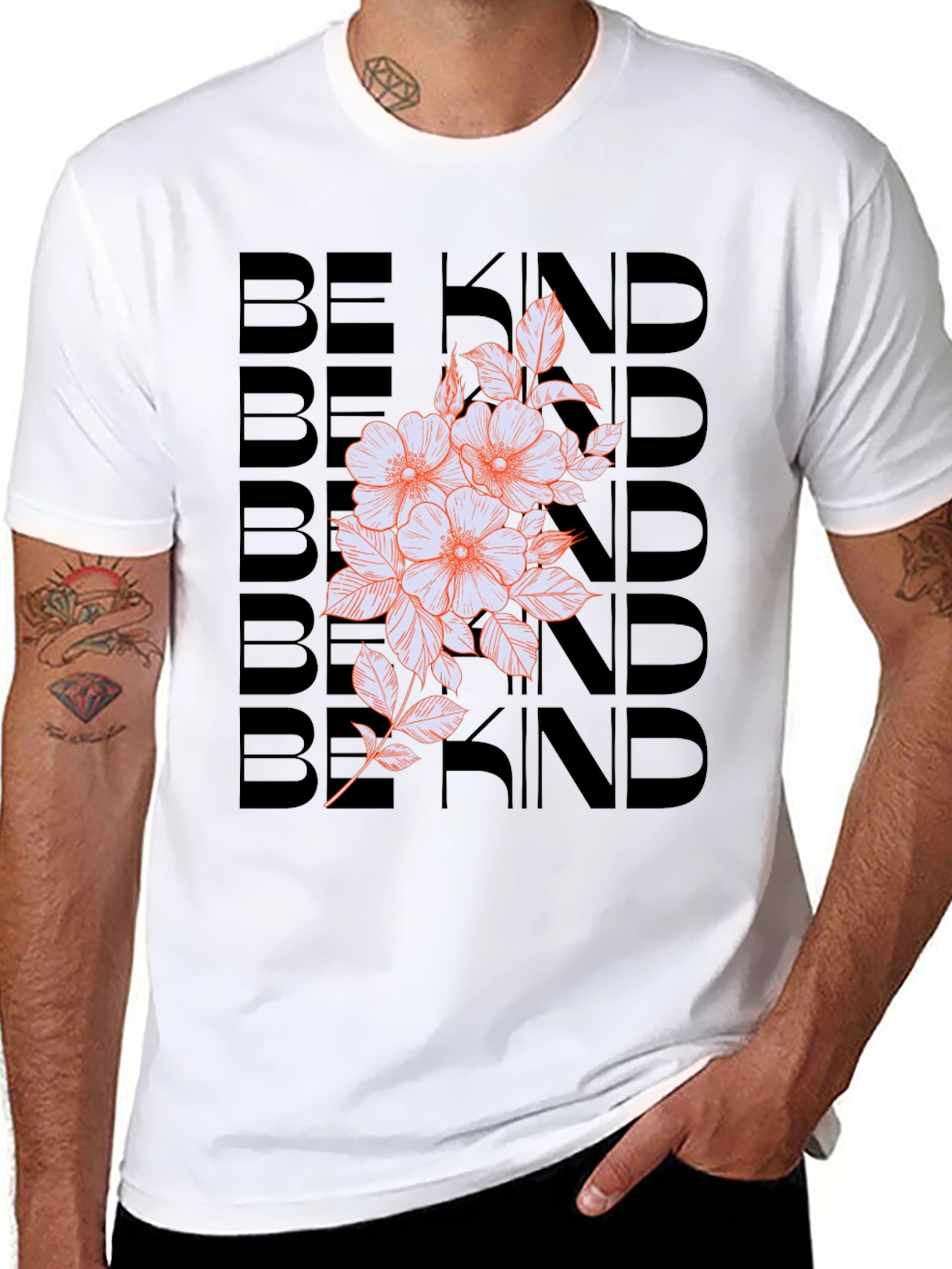 Be Kind Floral Graphic Tee - Black