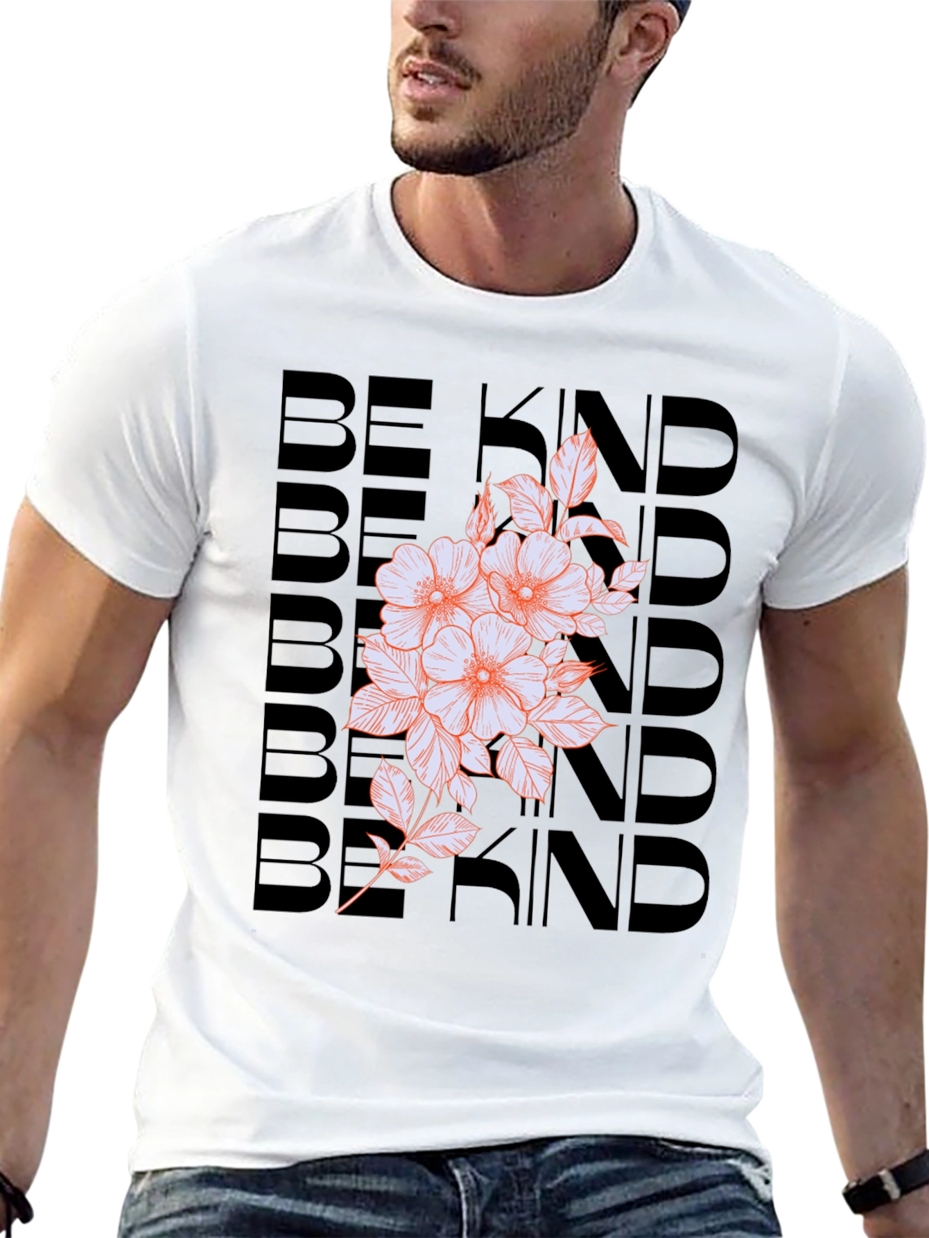 Be Kind Floral Graphic Tee - Black