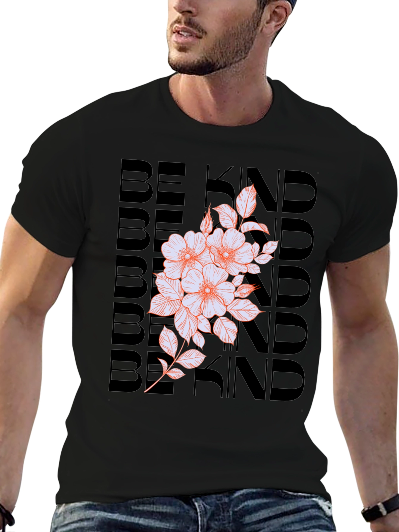 Be Kind Floral Graphic Tee - Black